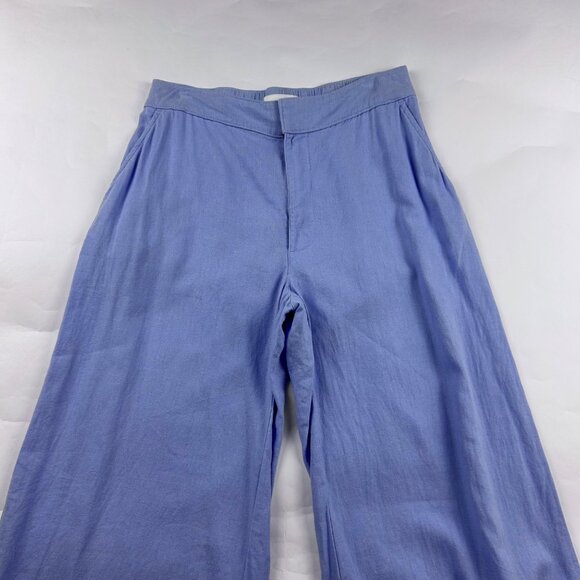 Abercrombie Sky Blue Linen Blend High Rise Wide Leg Summer Trouser Pant S - Picture 2 of 8